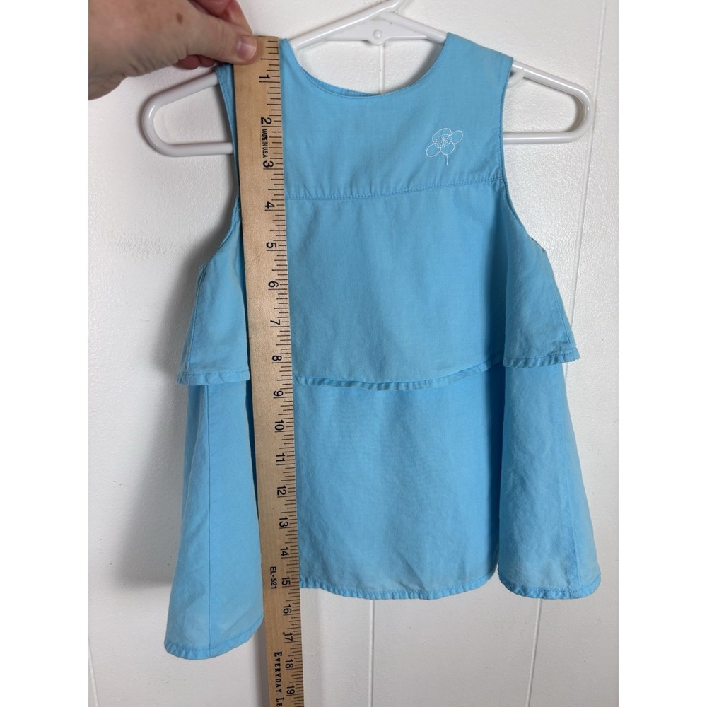 Vintage Y2K Aqua Blue A-Line Shift Sleeveless Dress 6mo Baby 100% Cotton Tiered - Picture 8 of 9